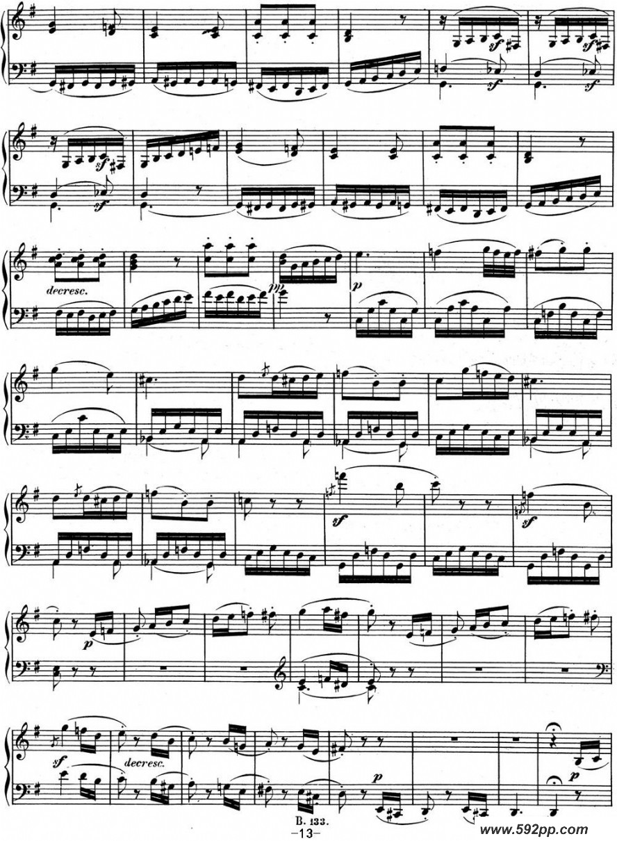 歌曲贝多芬钢琴奏鸣曲10 G大调 Op.14 No.2 G major的简谱歌谱下载