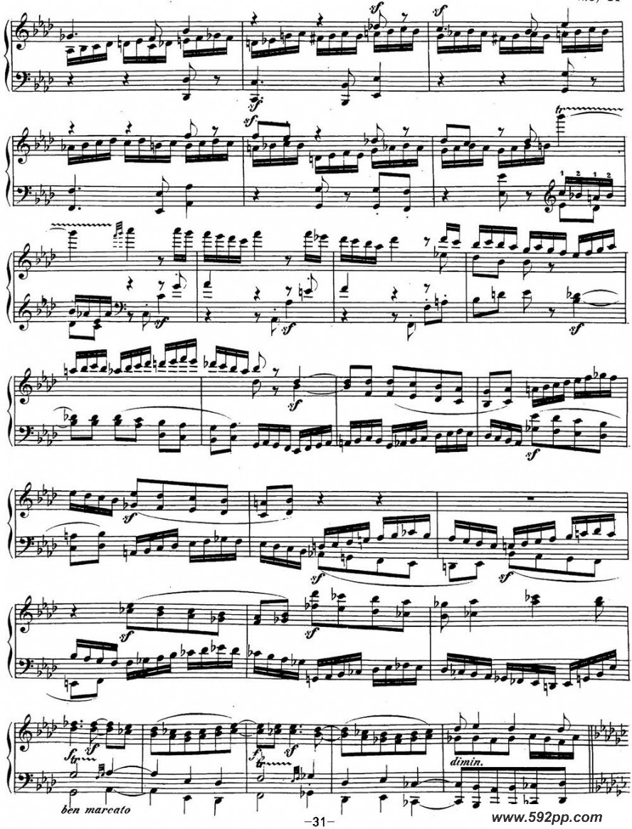 歌曲贝多芬钢琴奏鸣曲29 钢琴降B大调 Op.106 B-flat major的简谱歌谱下载