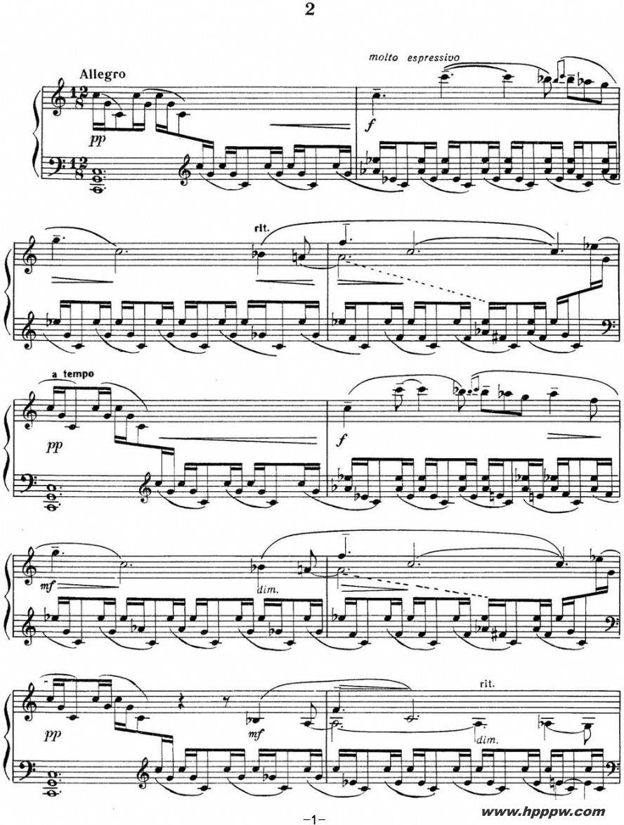 歌曲拉赫玛尼诺夫 音画练习曲2 etudes tableaux op.33 no.2的简谱歌谱下载