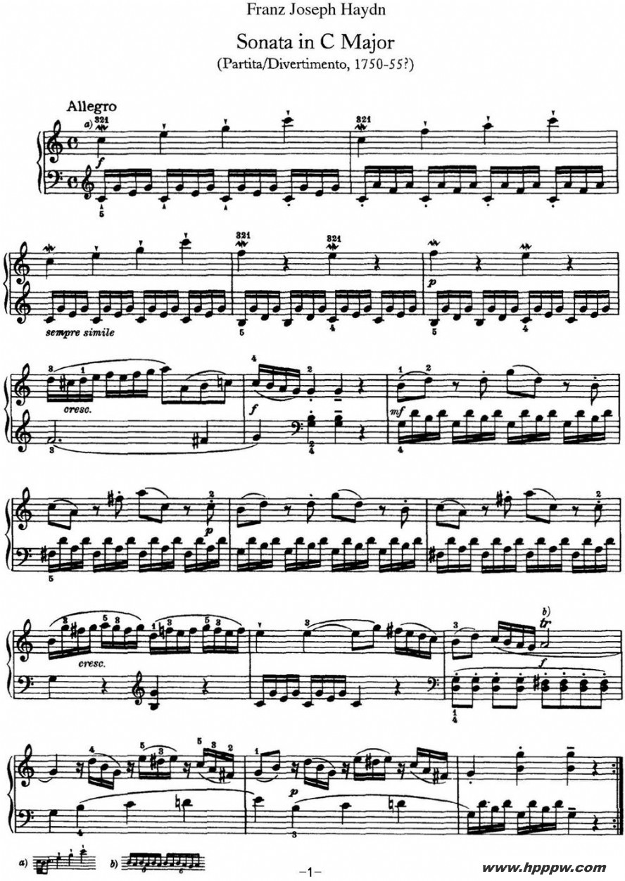   hob xvi 1 divertimento c majorļ׸