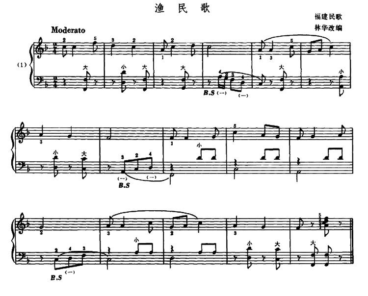 歌曲渔民歌的简谱歌谱下载