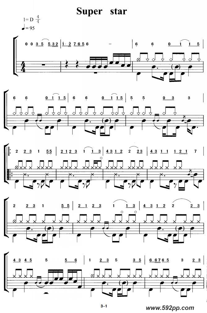 歌曲super  star的简谱歌谱下载