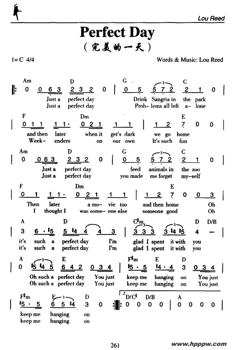 歌曲perfect day的简谱歌谱下载