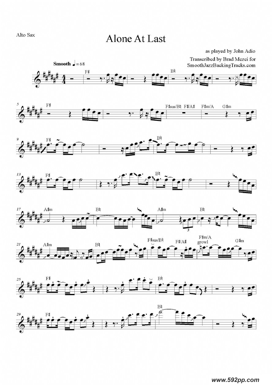 歌曲alone at last的简谱歌谱下载