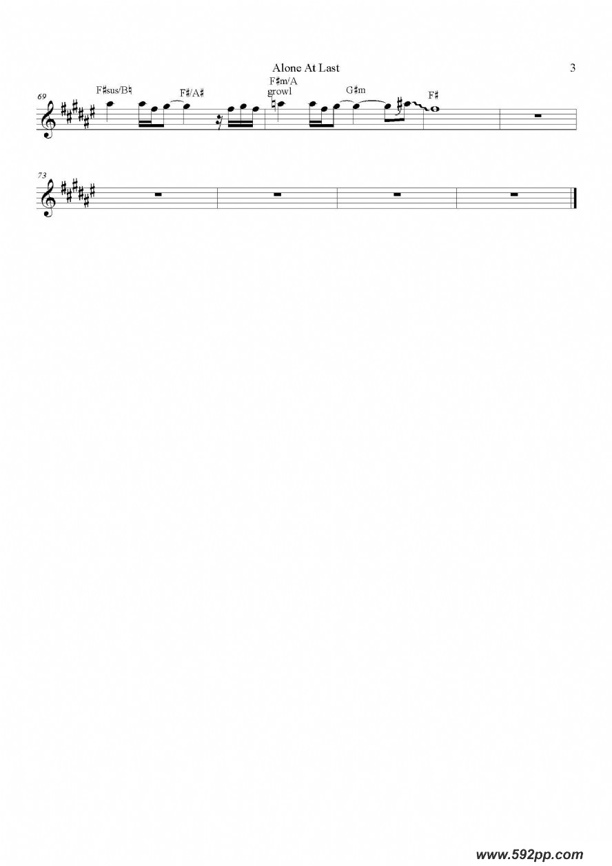 歌曲alone at last的简谱歌谱下载