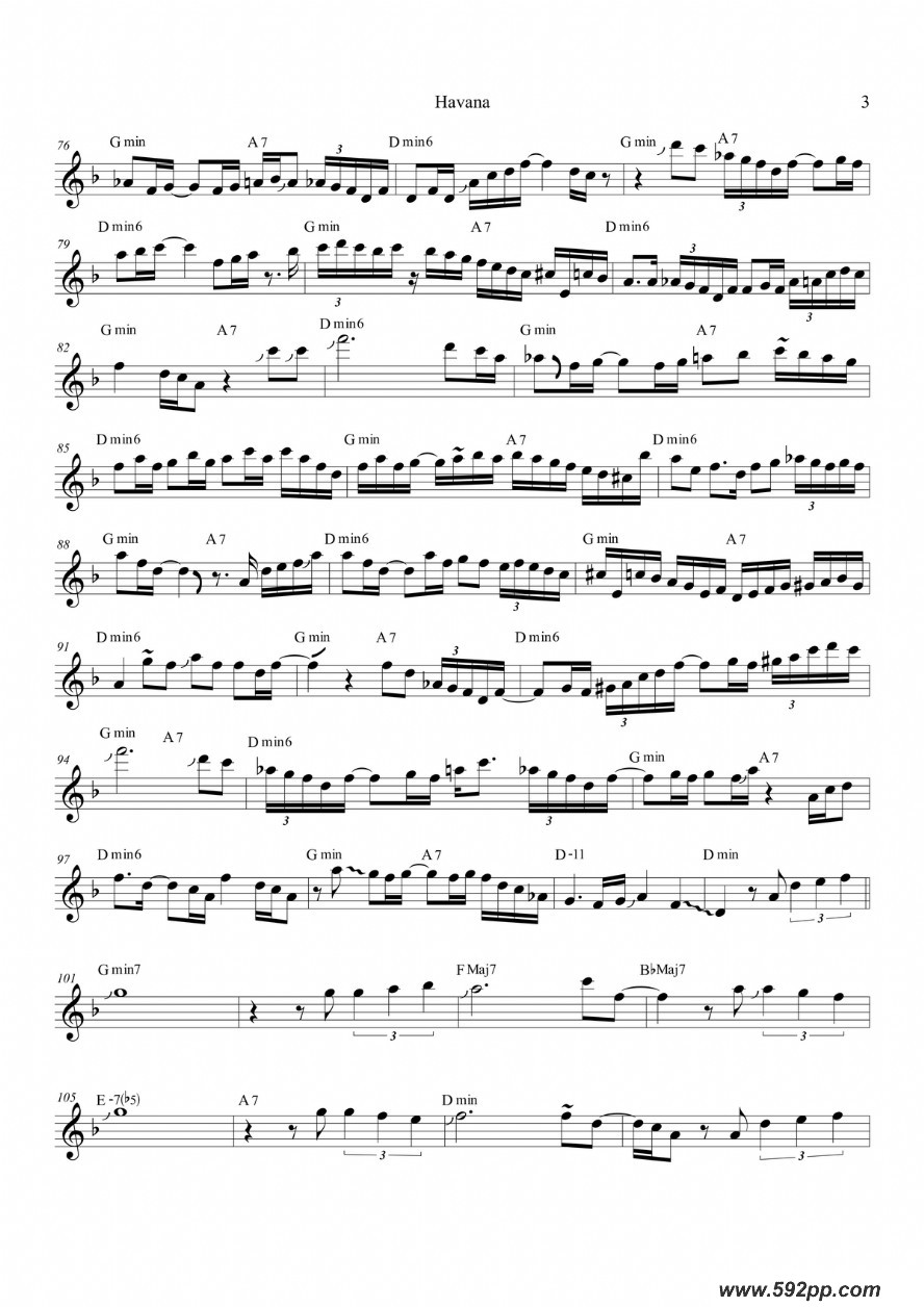 歌曲havana的简谱歌谱下载