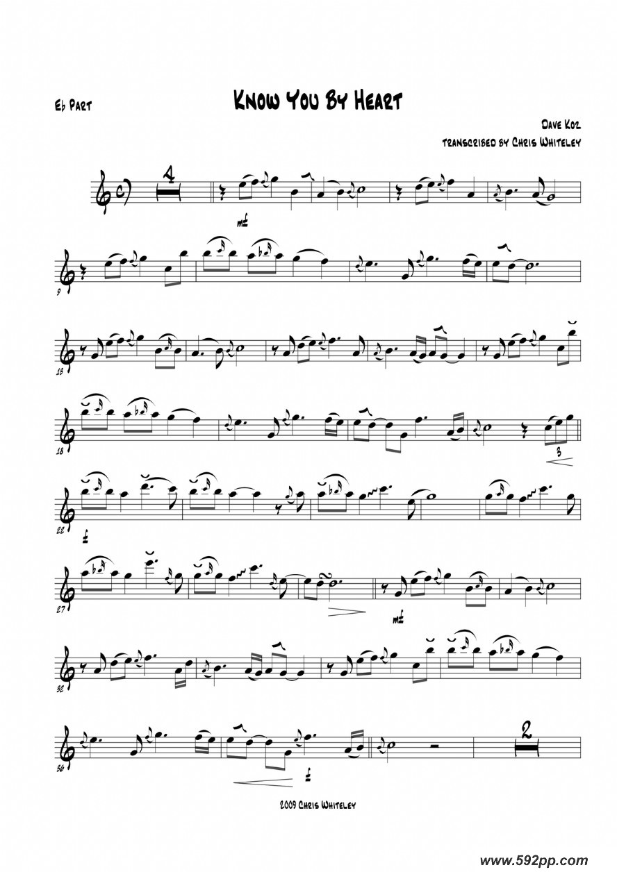 歌曲know you by heart的简谱歌谱下载