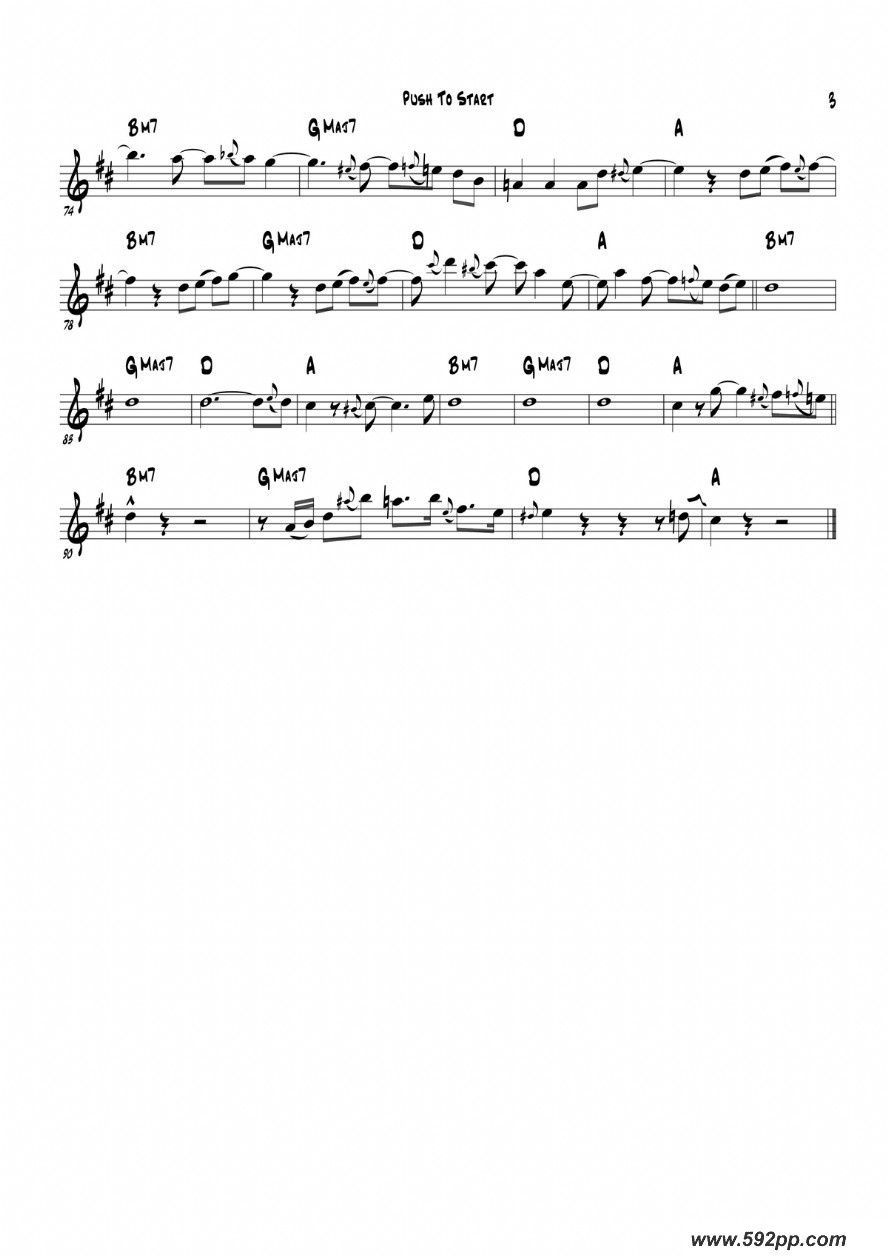 歌曲push to start的简谱歌谱下载
