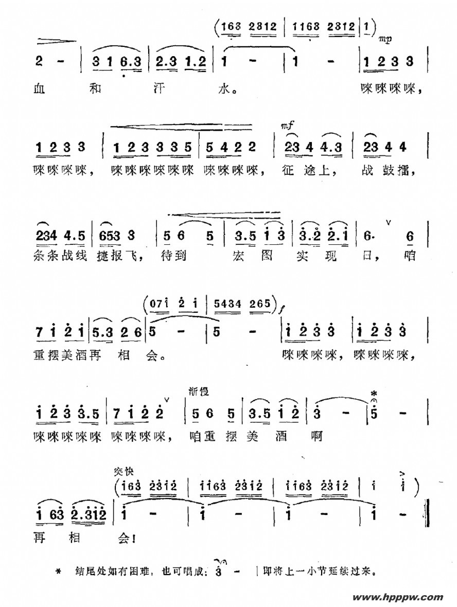 歌曲祝酒歌的简谱歌谱下载