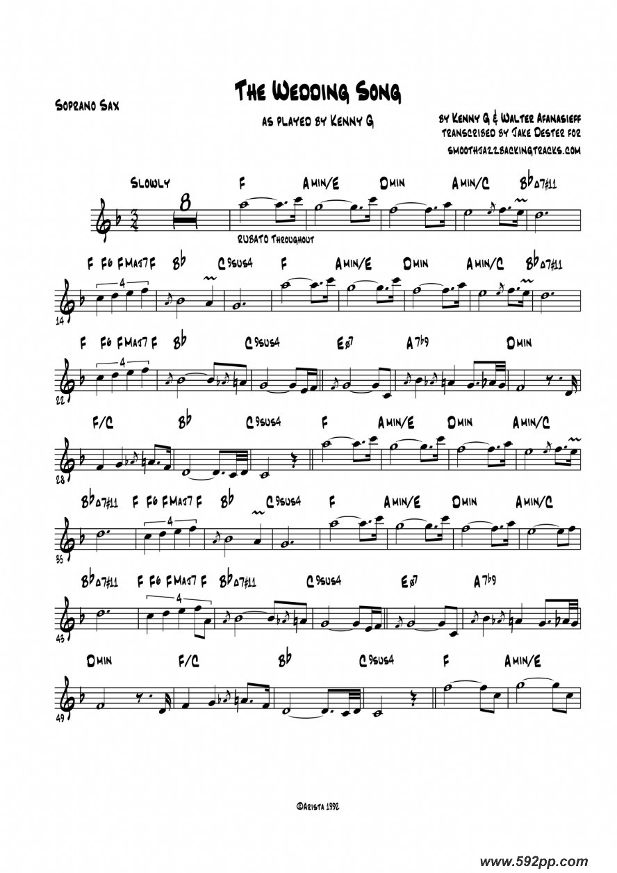 歌曲The Wedding Song的简谱歌谱下载