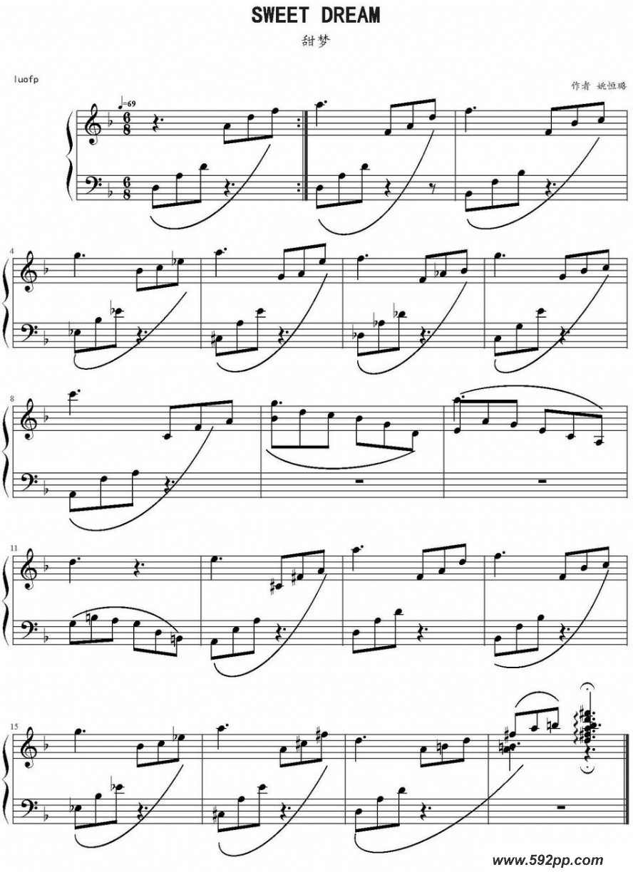 歌曲sweet dream的简谱歌谱下载