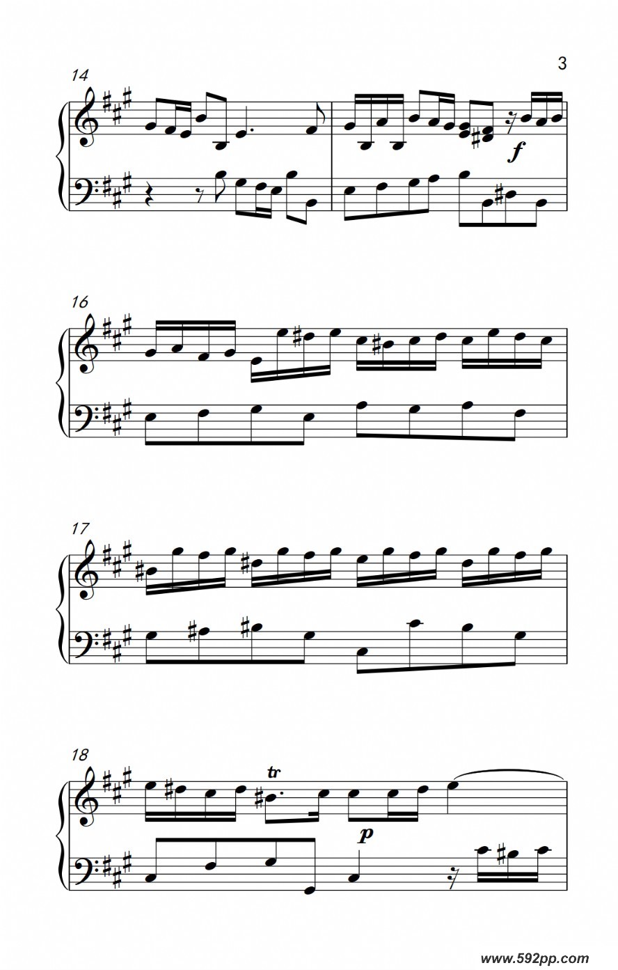 歌曲第五级 2.a大调奏鸣曲考级教程 4-6级)的简谱歌谱下载