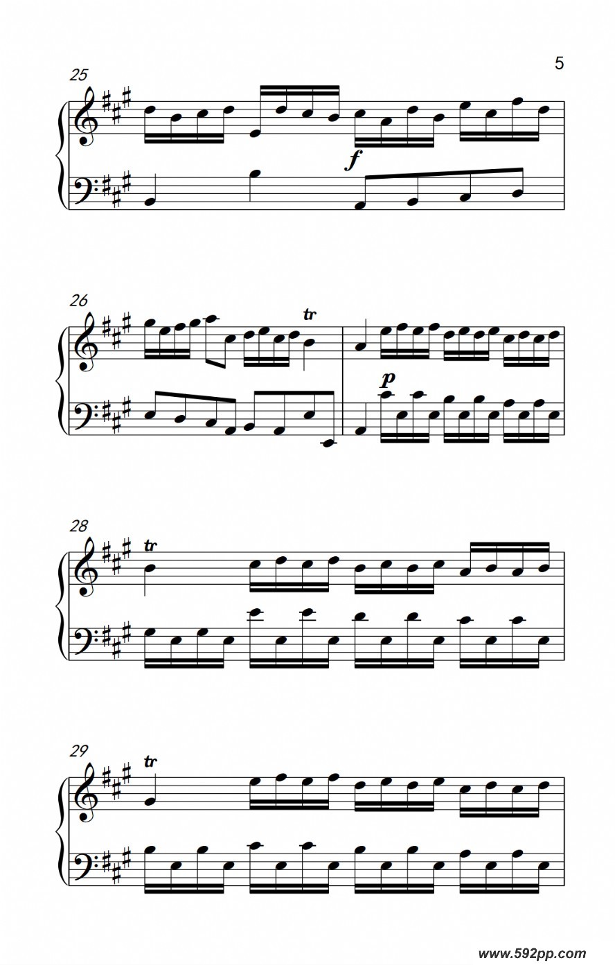 歌曲第五级 2.a大调奏鸣曲考级教程 4-6级)的简谱歌谱下载