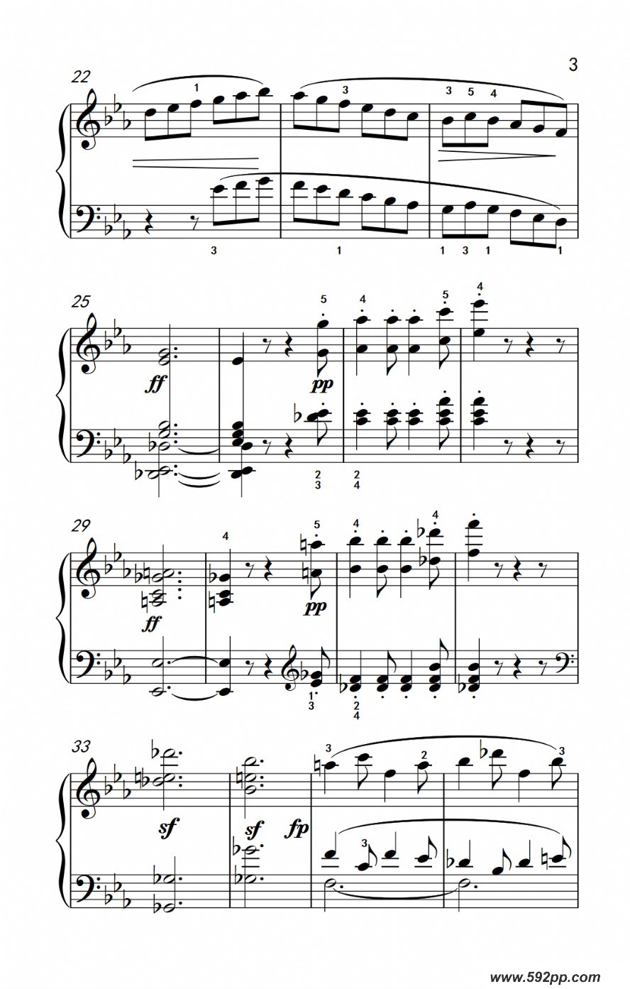 歌曲奏鸣曲 opus 7 第一乐章的简谱歌谱下载