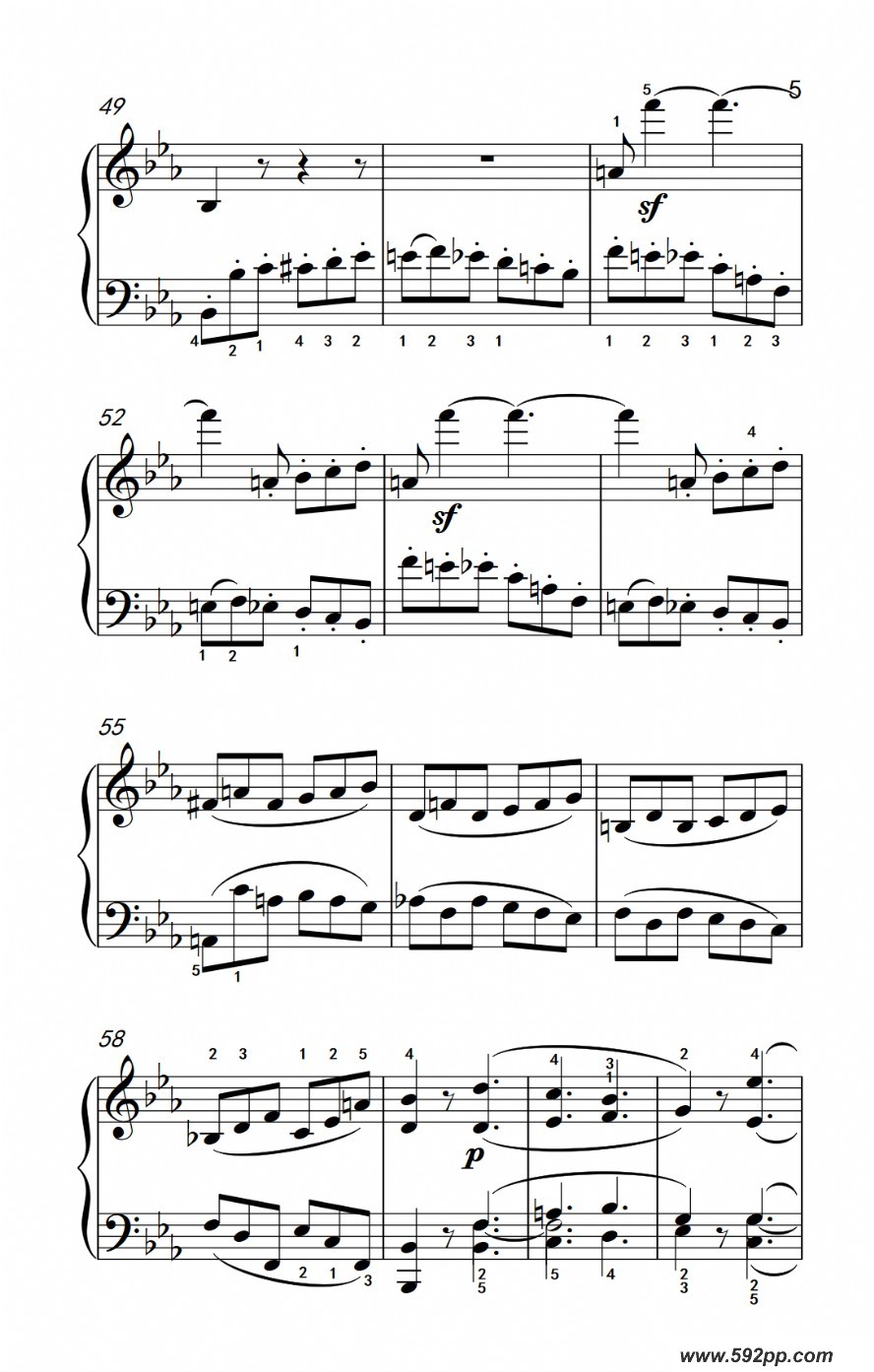 歌曲奏鸣曲 opus 7 第一乐章的简谱歌谱下载