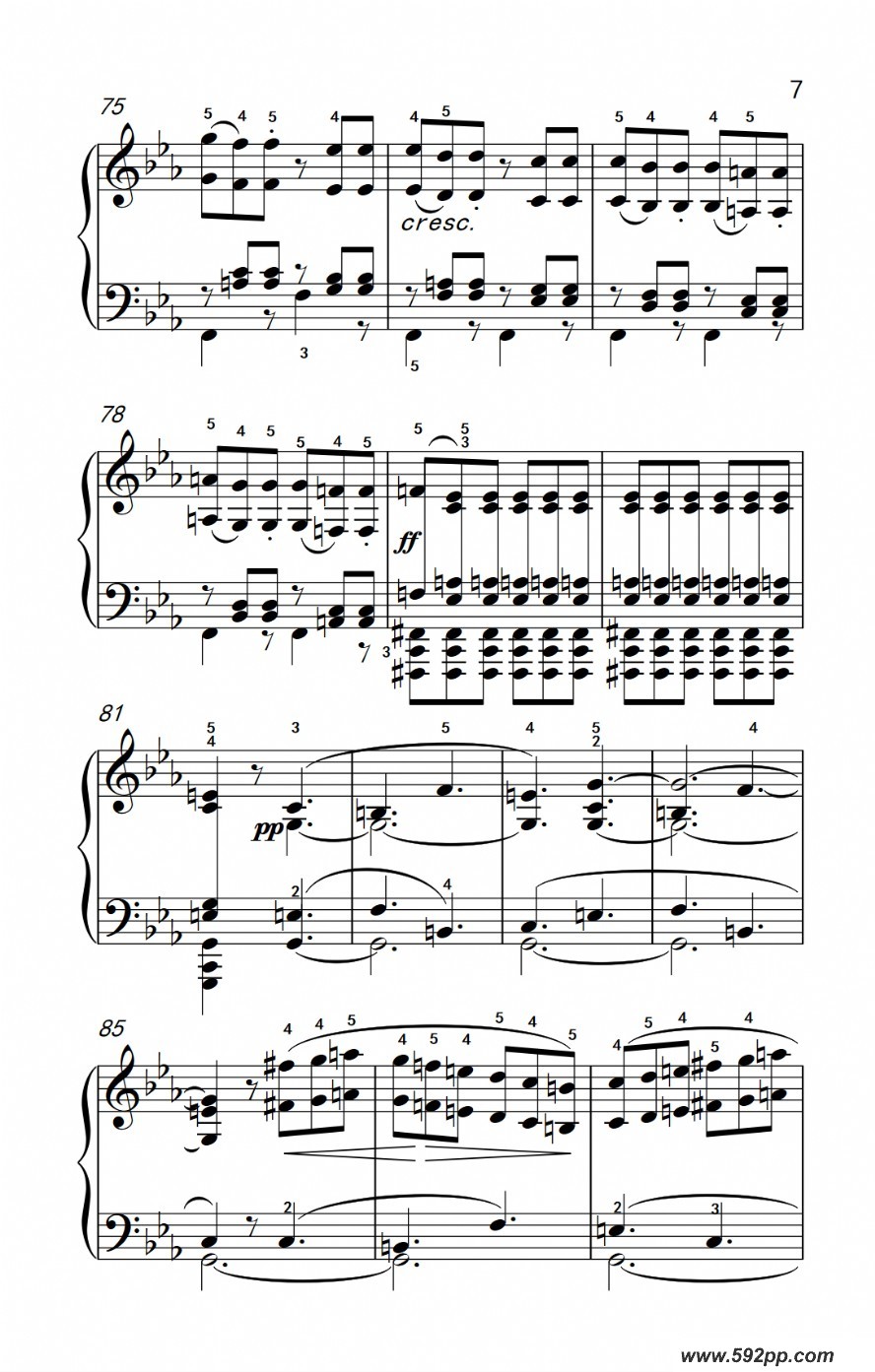 歌曲奏鸣曲 opus 7 第一乐章的简谱歌谱下载