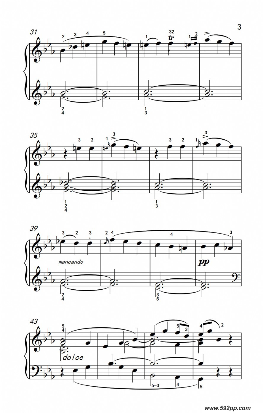 歌曲奏鸣曲 opus 7 第三乐章的简谱歌谱下载