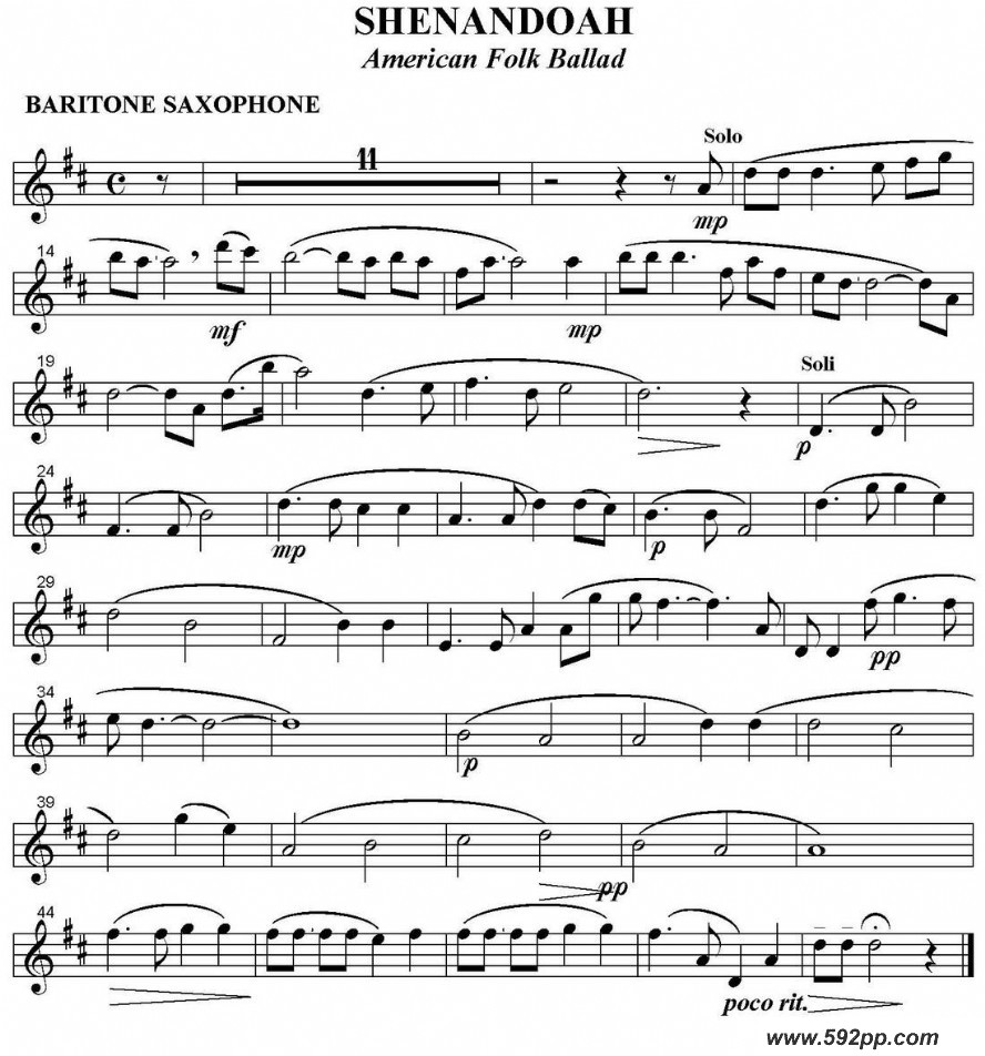 歌曲shenandoah的简谱歌谱下载