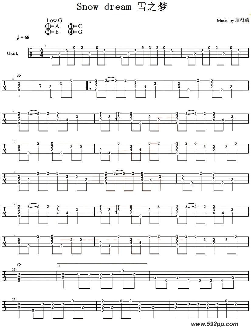 歌曲snow dream雪之梦的简谱歌谱下载