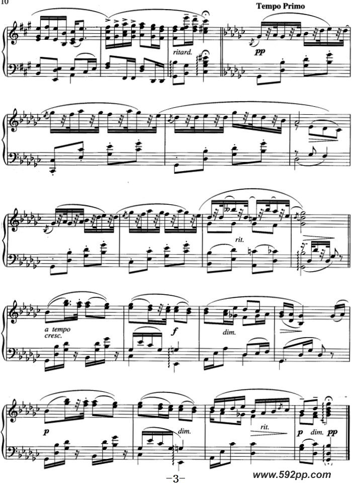 歌曲不可不弹的世界钢琴名曲:诙谐曲的简谱歌谱下载