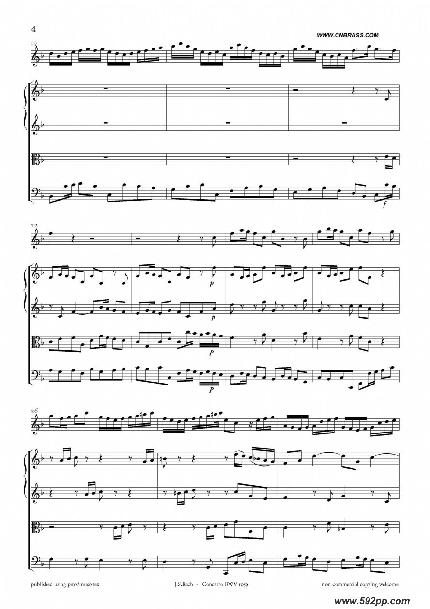 歌曲concerto bwv 1059的简谱歌谱下载