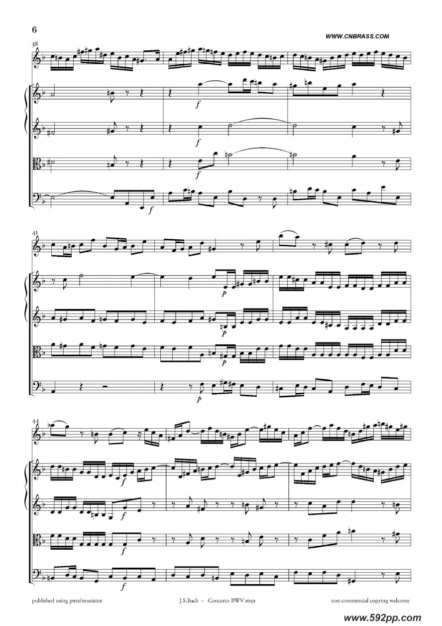 歌曲concerto bwv 1059的简谱歌谱下载