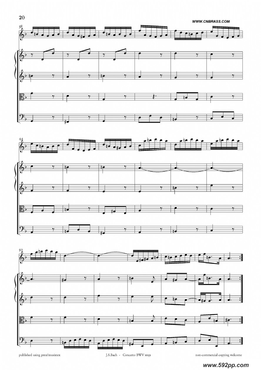歌曲concerto bwv 1059的简谱歌谱下载