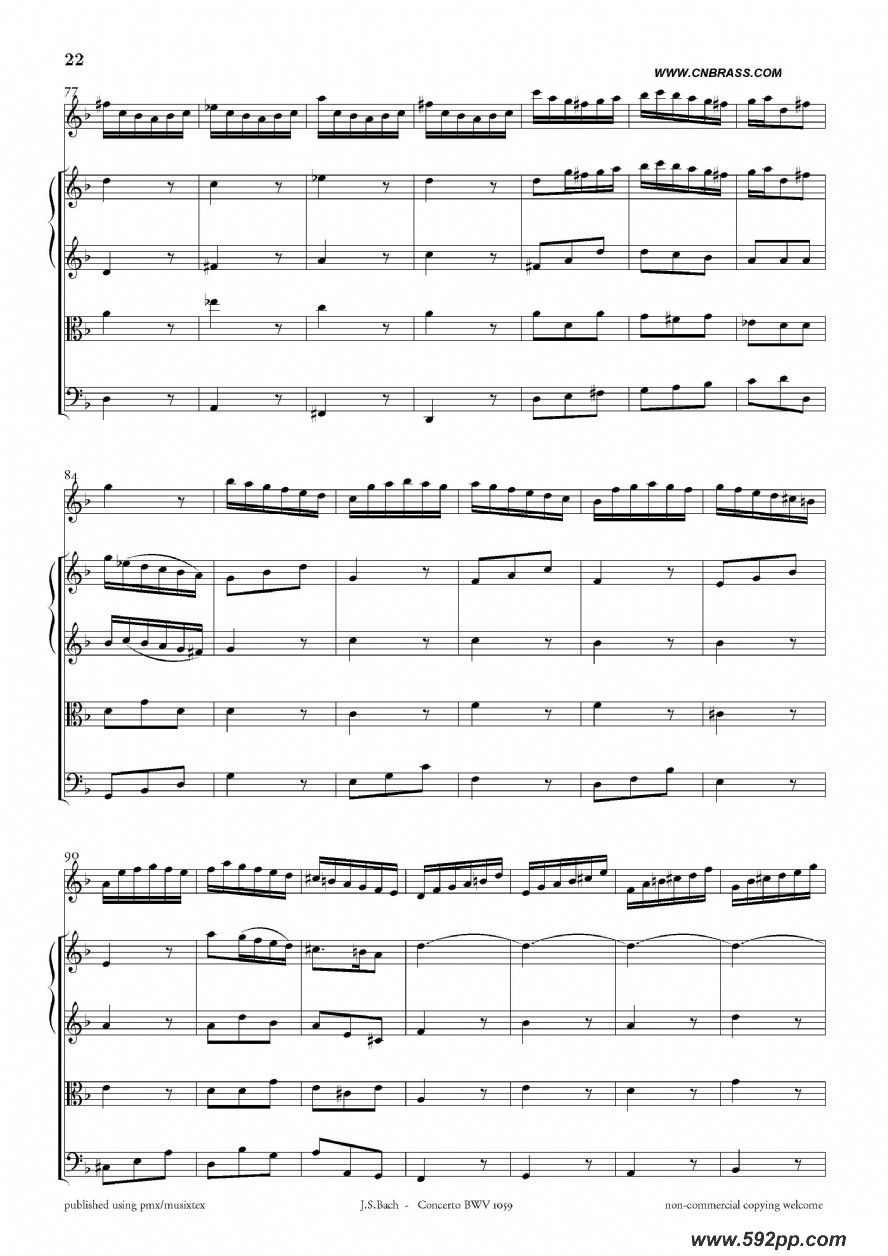 歌曲concerto bwv 1059的简谱歌谱下载