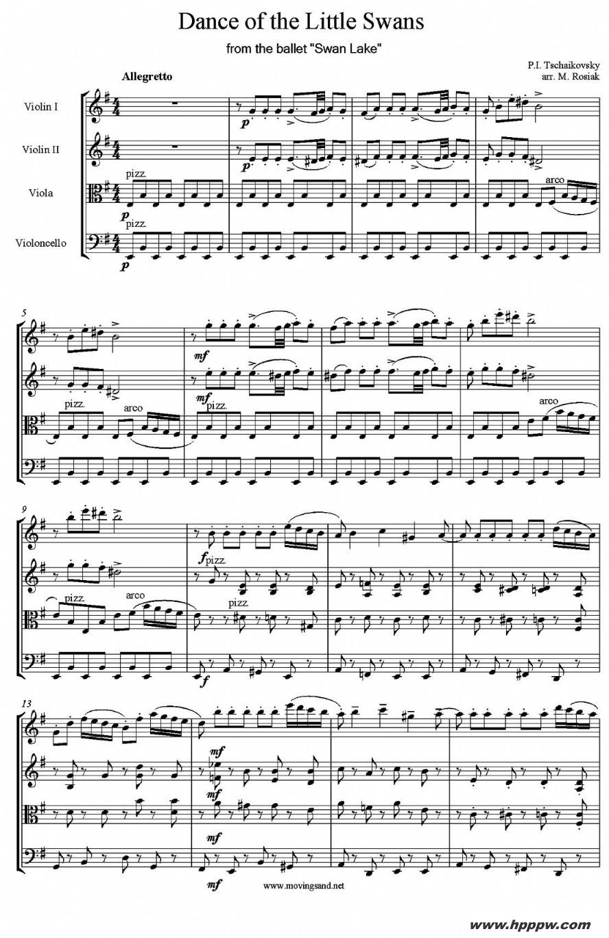 歌曲dance of the little swans的简谱歌谱下载