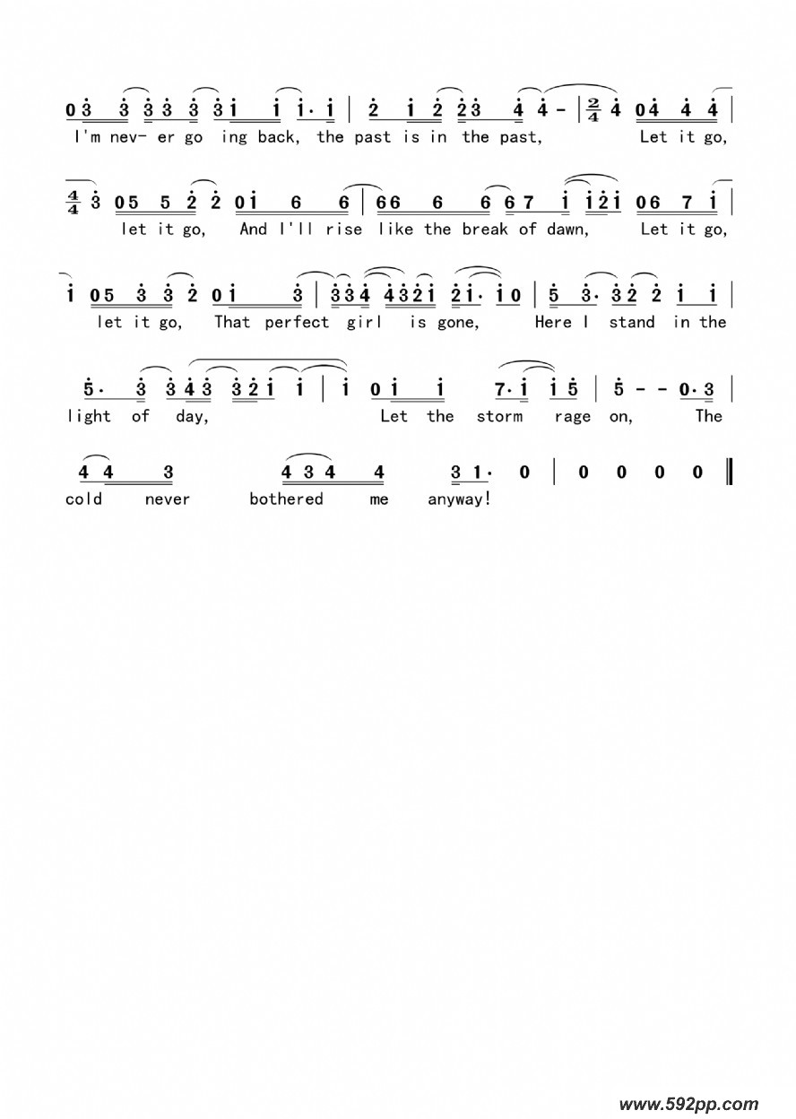 歌曲Let it go的简谱歌谱下载
