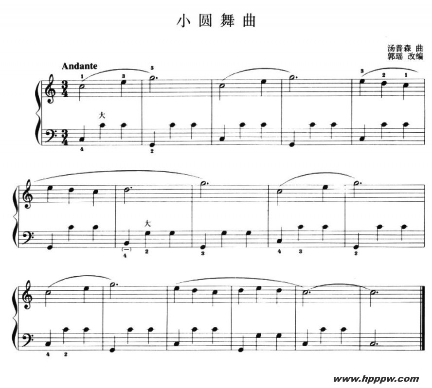 歌曲儿童手风琴曲:小圆舞曲的简谱歌谱下载