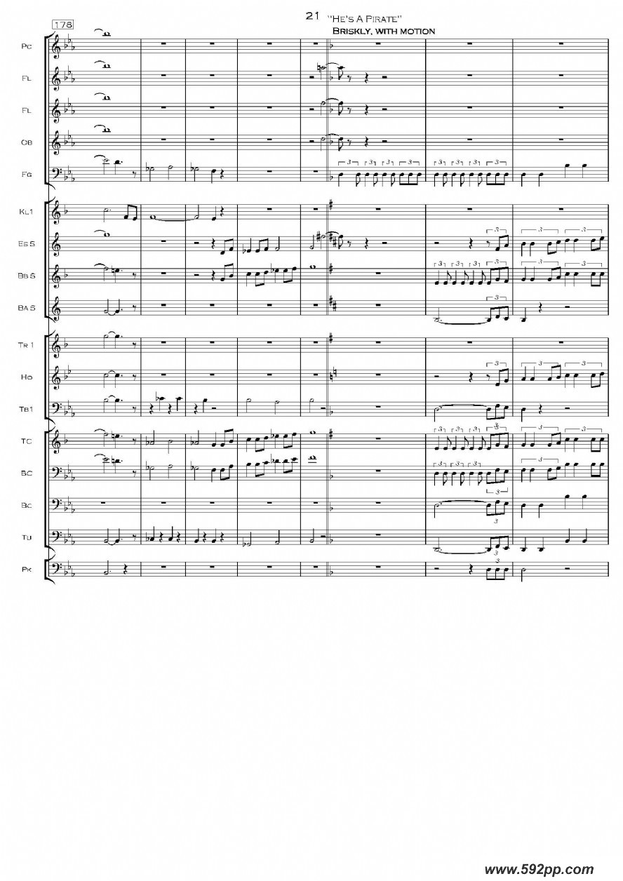 歌曲加勒比海盗交响组曲的简谱歌谱下载