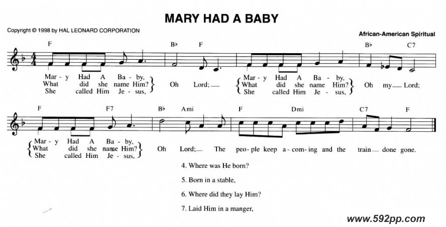 歌曲mary had baby的简谱歌谱下载