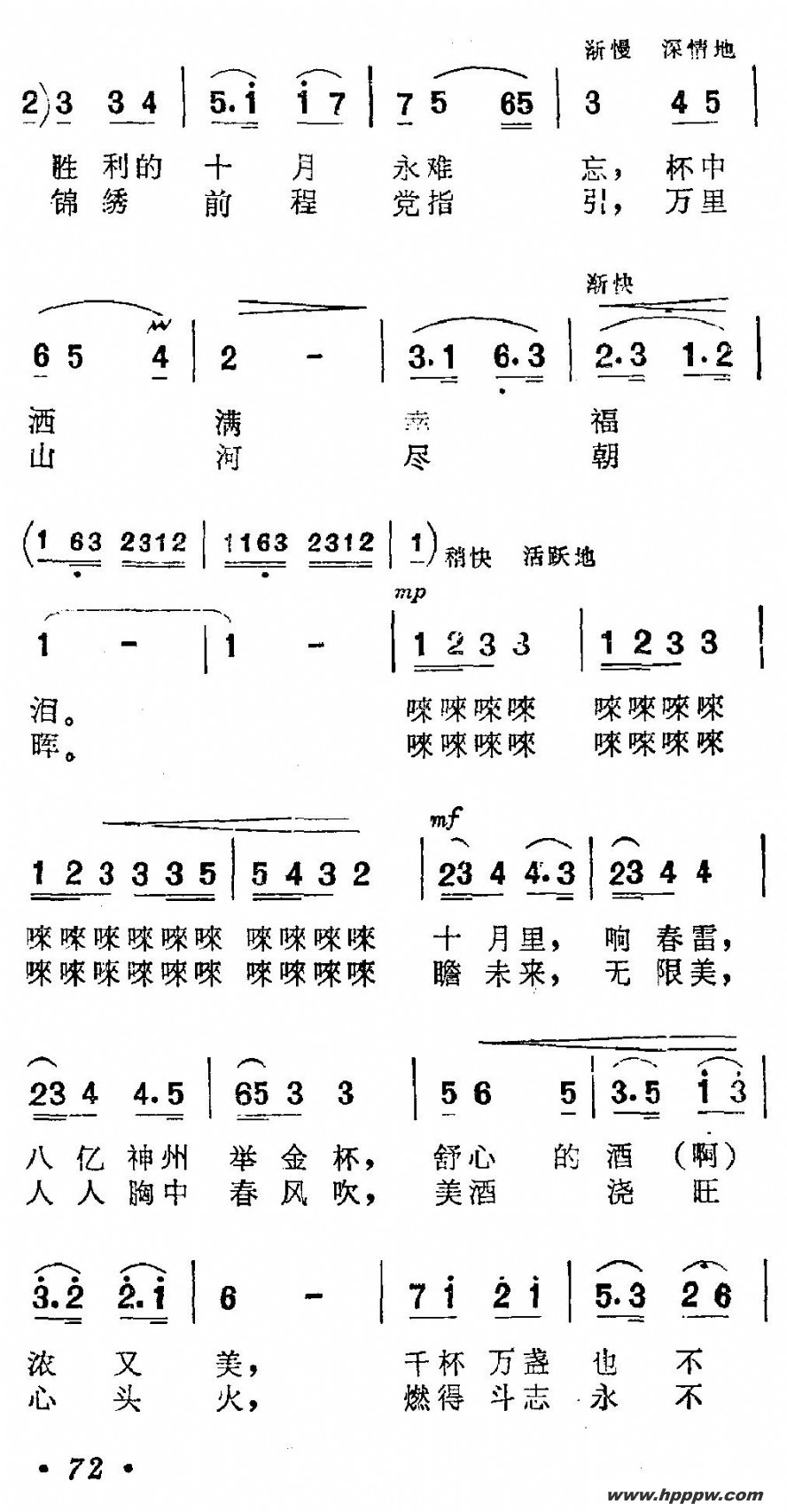 歌曲祝酒歌的简谱歌谱下载