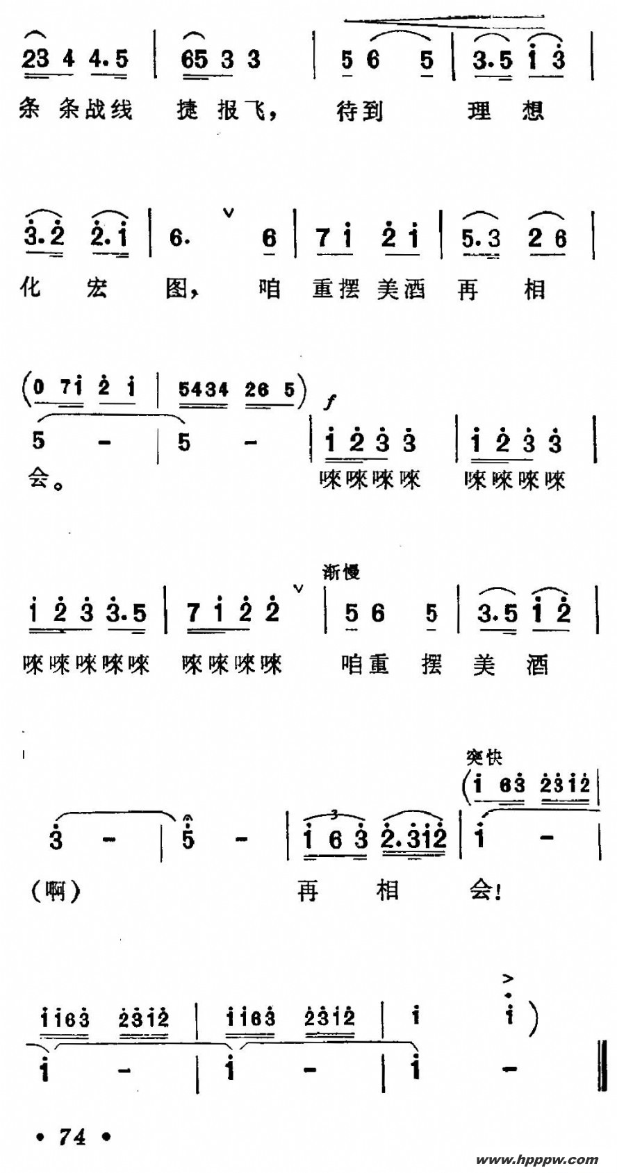 歌曲祝酒歌的简谱歌谱下载