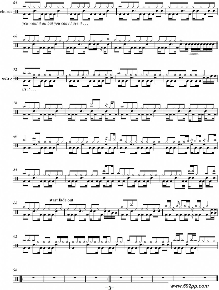 歌曲爵士鼓谱:faith no more - epic的简谱歌谱下载