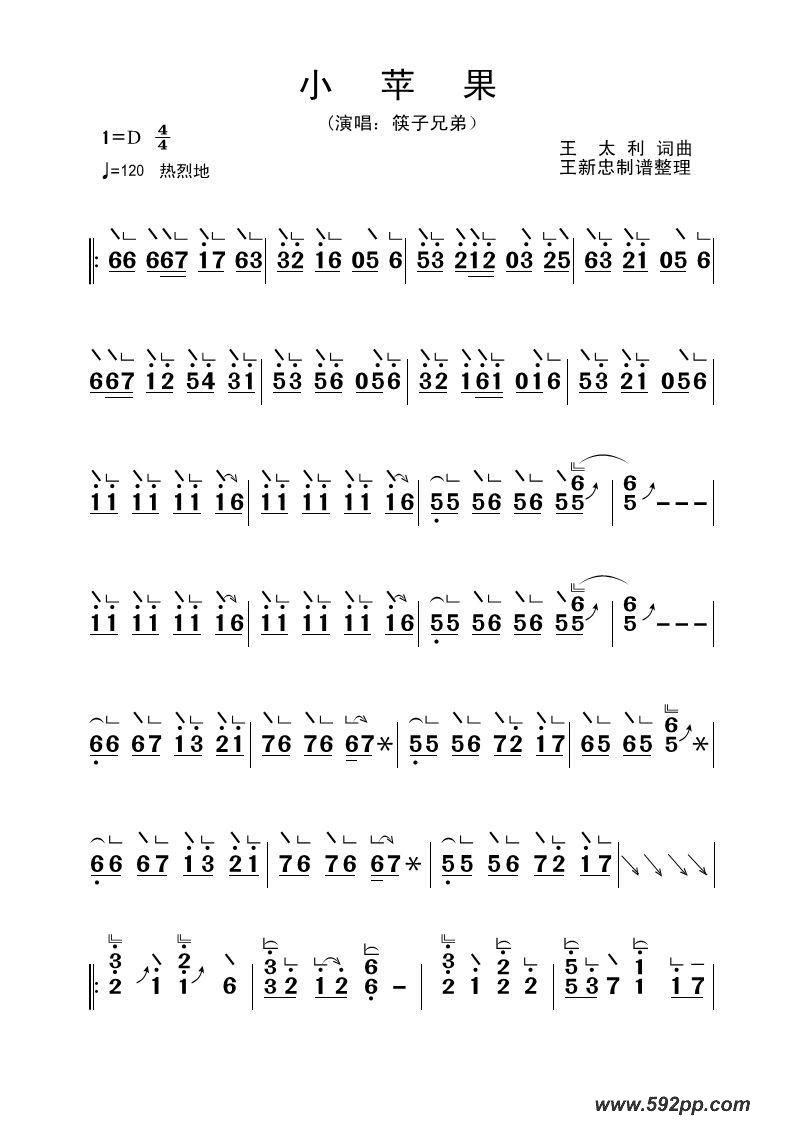 歌曲小苹果的简谱歌谱下载