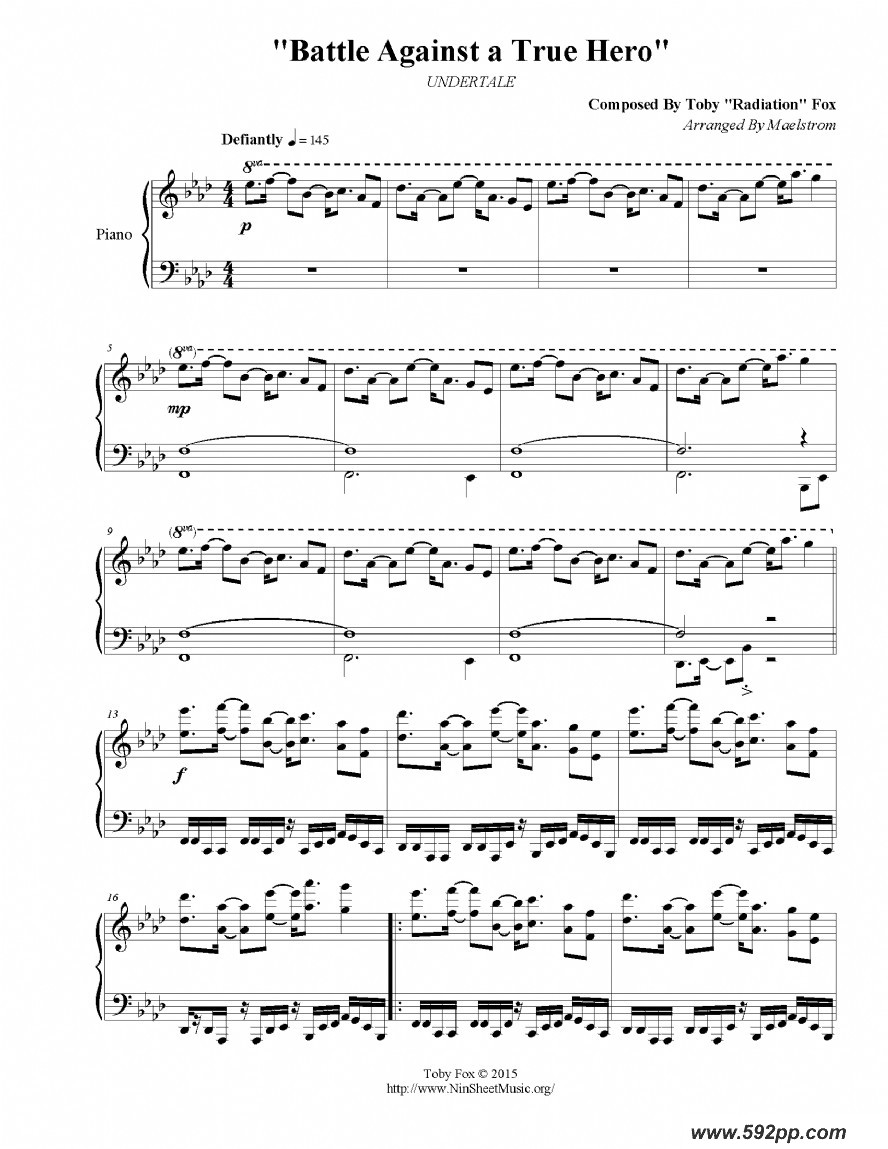 歌曲Battle Against a True Hero的简谱歌谱下载