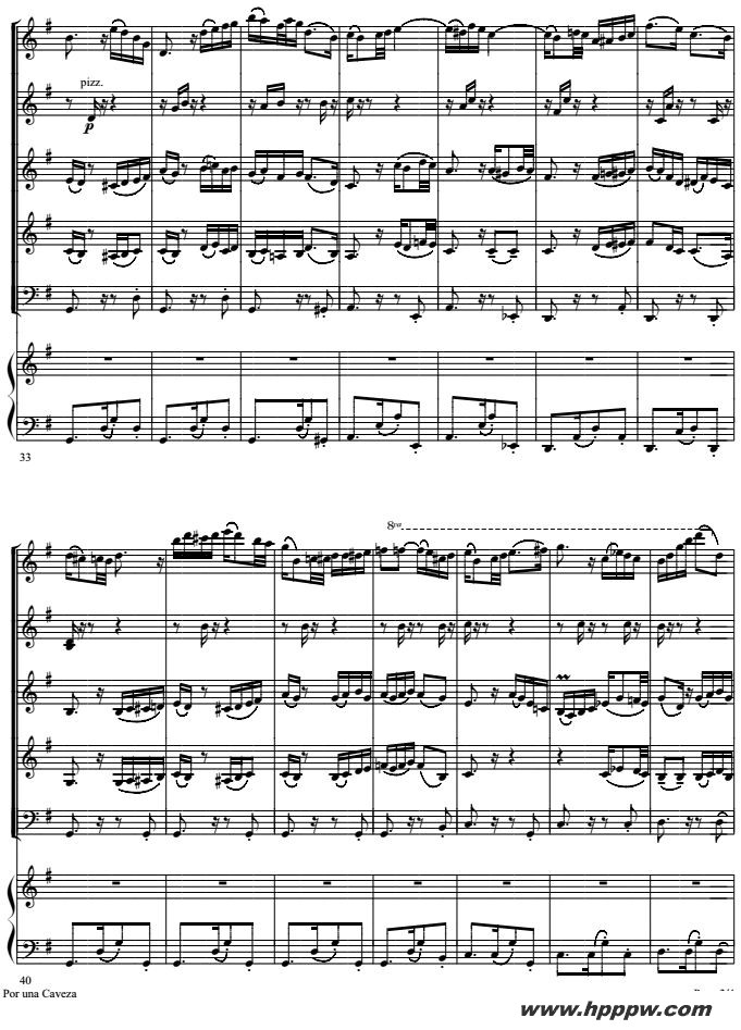 歌曲por una cabeza 一步之遥的简谱歌谱下载