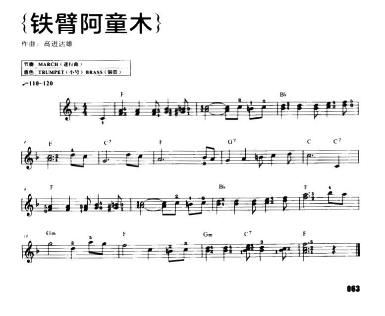 歌曲铁臂阿童木的简谱歌谱下载