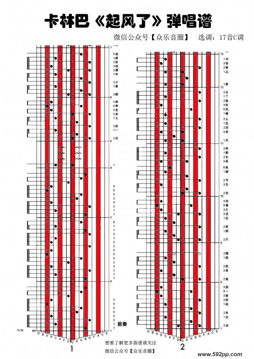 歌曲起风了的简谱歌谱下载