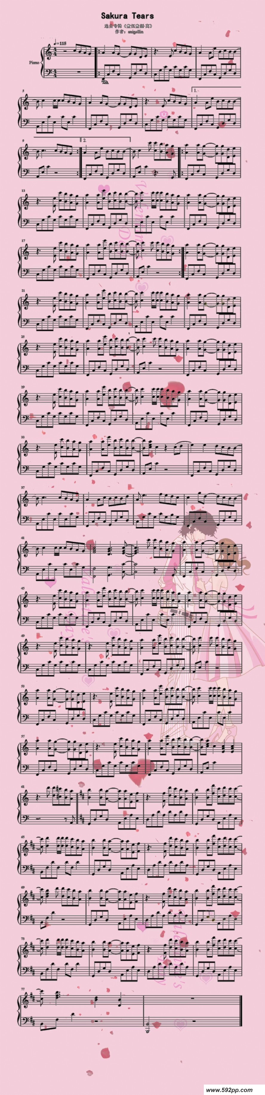 歌曲sakura tears的简谱歌谱下载