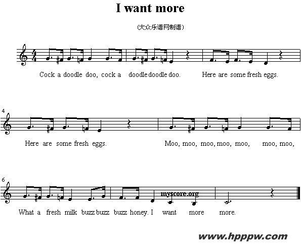 歌曲i want more 的简谱歌谱下载