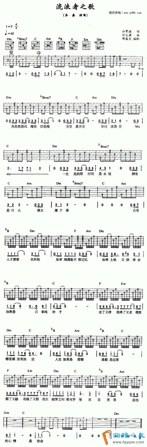 流浪者之歌(吉他谱)1